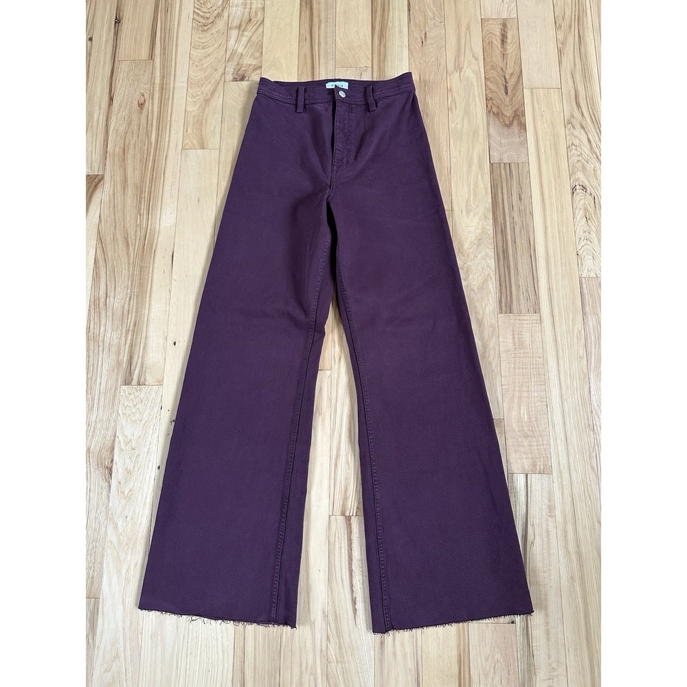 Pistola Women's Penny Wide Leg Flare Utility Jeans Burgundy Red Size 26